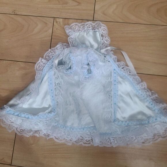 Infant of Prague Blue Satin White Lace Vestment - Picture 1 of 5